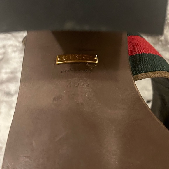 Gucci Brown Suede Web Horsebit Block Heel Slingback Sandal - Picture 6 of 11